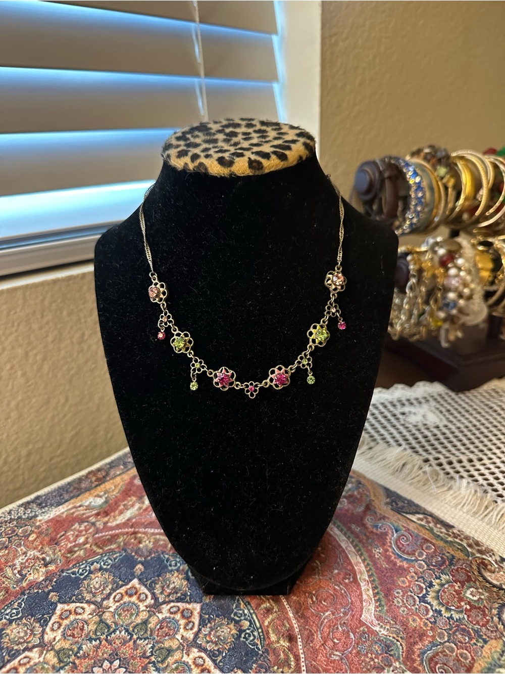 Vintage Floral Multicolor Link Necklace - Women Jewelry